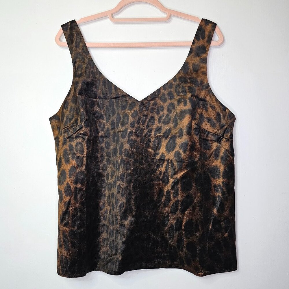 Cabi Party Tank #4822 Animal Leopard Print Velvet V-Neck Top Cami Camisole L